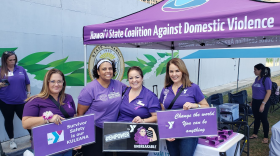 The Hawai‘i State Coalition Against Domestic Violence at the Hawaiʻi State Capitol on Oct. 20, 2023.