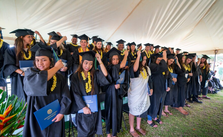 Students move their tassels from the right to the left, signifying their graduation from UH.