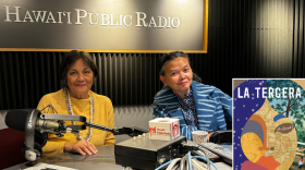 Author Gina Apostol, right, with The Conversation host Catherine Cruz at Hawaiʻi Public Radio.