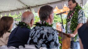 Tech billionaire Marc Benioff, the chair and CEO of software company Salesforce, speaks at the ceremonial groundbreaking of the new Straub Benioff Medical Center. (May 16, 2024)