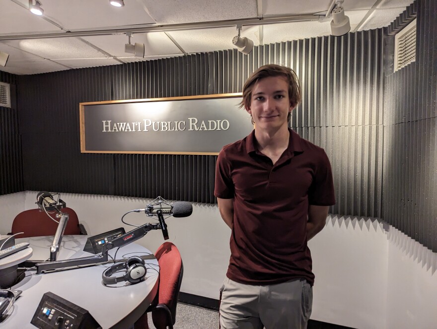 Maddux Springer of ʻIolani School at Hawaiʻi Public Radio on May 23, 2024.