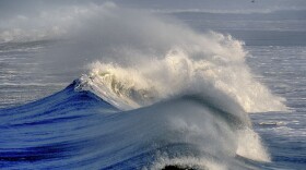 FILE - Big waves crash along Manhattan Beach, Calif. on Thursday, Dec. 28, 2023. (AP Photo/Richard Vogel)