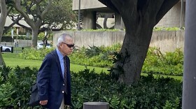 Former Honolulu Prosecuting Attorney Keith Kaneshiro arrives at the federal courthouse on April 29, 2024. Federal prosecutors allege that Mitsunaga & Associates employees conspired to bribe Kaneshiro with campaign donations in exchange for his prosecution of a former company employee.