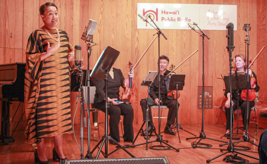 The Galliard String Quartet teamed up with two-time Grammy nominee and multiple Nā Hōkū Hanohano award recipient, Raiatea Helm, to perform a selection from “Songs of Liliʻuokalani.”