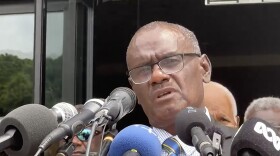 In this image from a video, Solomon Islands Prime Minister-elect Jeremiah Manele speaks during a press conference in Honiara, Solomon Islands, on Thursday.