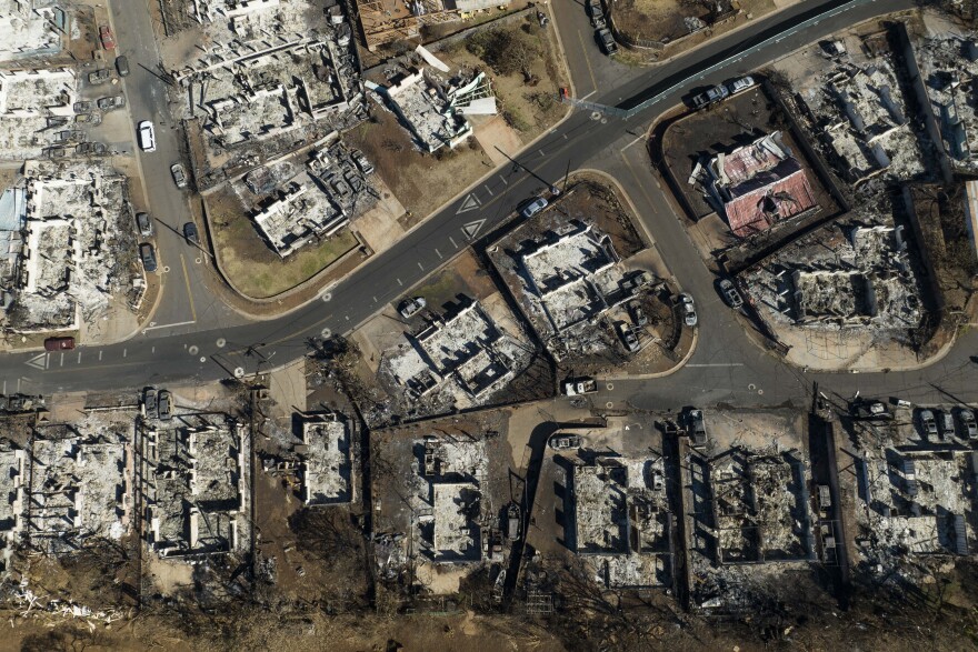 FILE - A general view shows the aftermath of a wildfire in Lahaina, Hawaiʻi, Thursday, Aug. 17, 2023. (AP Photo/Jae C. Hong, File)