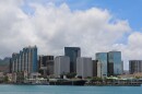 FILE - Downtown Honolulu fronted by Aloha Tower Marketplace