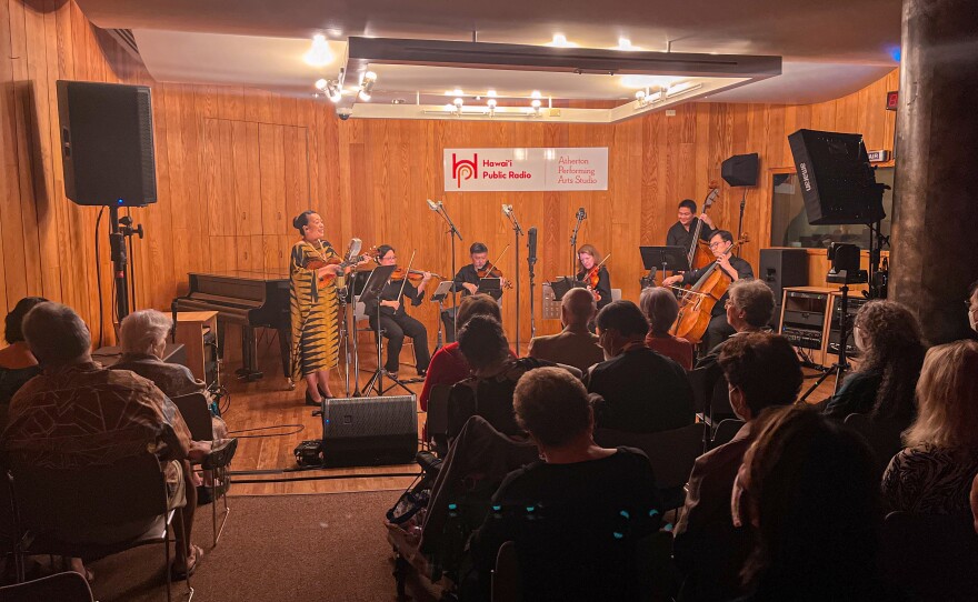 The Galliard String Quartet teamed up with two-time Grammy nominee and multiple Nā Hōkū Hanohano award recipient, Raiatea Helm, to perform a selection from “Songs of Liliʻuokalani.”