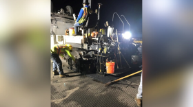 Contractors work to repave a segment of the runway at The Ellison Onizuka Kona International Airport where cracks were discovered.