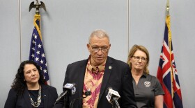 Maui County Mayor Richard Bissen speaks at a press conference on the six-month anniversary of the devastating wildfires. (Feb. 8, 2024)