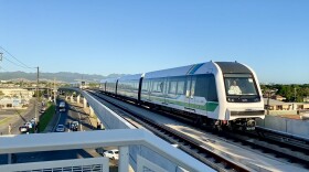 FILE - A Honolulu rail train at Waipahu Station.