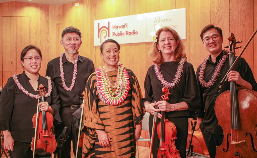 The Galliard String Quartet teamed up with two-time Grammy nominee and multiple Nā Hōkū Hanohano award recipient, Raiatea Helm, to perform a selection from “Songs of Liliʻuokalani.”