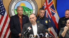 Gov. Josh Green speaks to press on Aug. 14, 2023.