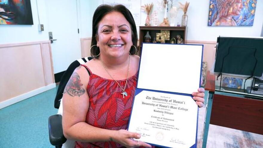 Kimberly Villegas became a Certified Substance Abuse Counselor through University of Hawaiʻi Maui College.