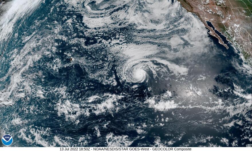 Hurricane Darby was about 1,300 miles from Hilo on Wednesday morning, July 13, 2022.