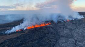 Aerial image of the Southwest Rift Zone eruption of Kīlauea, viewed during an overflight at approximately 6 a.m. on June 3, 2024.