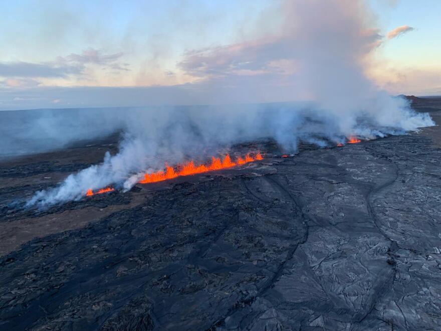 Aerial image of the Southwest Rift Zone eruption of Kīlauea, viewed during an overflight at approximately 6 a.m. on June 3, 2024.