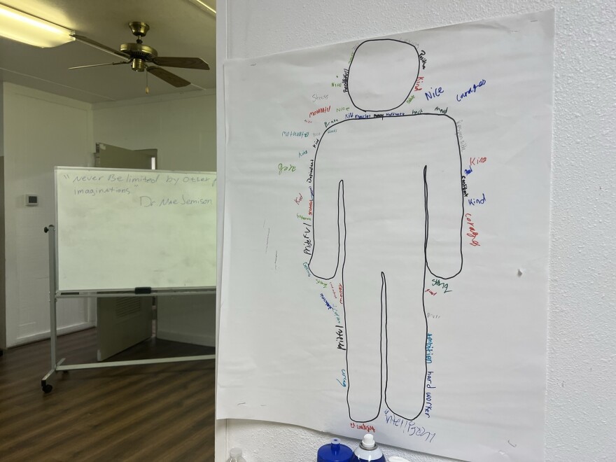 A community center in Tampa serves as home base for the Youth Gun Offender Program. Teens often start evening sessions by writing positive words, like "motivated" and "intelligent," on large pieces of paper. These signs are meant to remind the boys what kind of men they can grow up to be if they work hard and steer clear of crime.