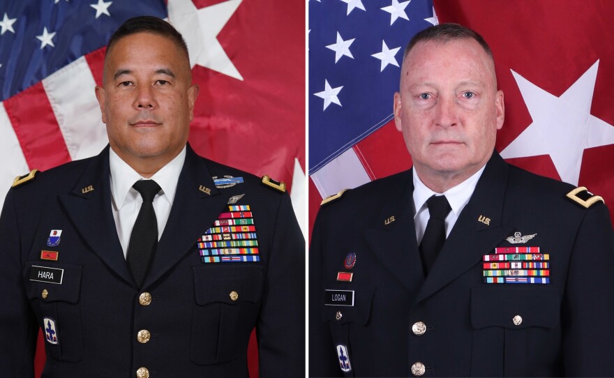 Hawaiʻi Adjutant General Kenneth Hara (left) will resign from his position in October. Gov. Josh Green has picked Deputy Adjutant General Stephen Logan (right) to succeed Hara