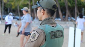 DLNR Division of Conservation and Resources Enforcement said officers are maintaining an around-the-clock presence to protect people and seals at Kaimana Beach. (Aug. 4, 2022)