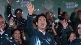 FILE- Taiwanese Vice President Lai Ching-te, also known as William Lai, left, celebrates his victory with running mate Bi-khim Hsiao in Taipei, Taiwan, Jan. 13, 2024. The Biden administration says the White House is sending an unofficial delegation to Taiwan this weekend for the inauguration of the island’s democratically elected president. The move is certain to upset China but unlikely to draw excessive responses from Beijing as the two countries try to stabilize relations. (AP Photo/Louise Delmotte, File)