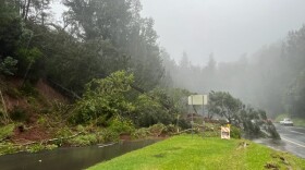 A landslide closed the town-bound lanes of the Pali Highway on Dec. 20, 2023.