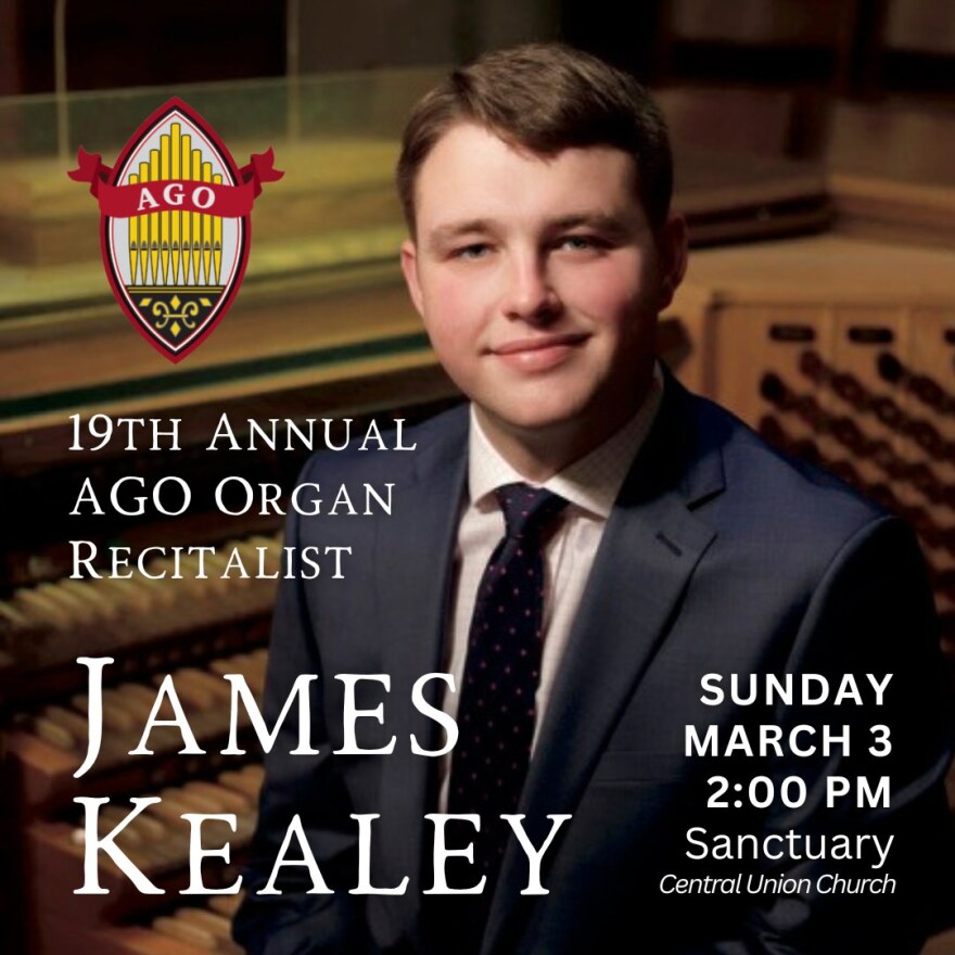 The 19th Annual American Guild of Organists (Hawai‘i Chapter) Organ Recital will be held in the Central Union Church Sanctuary on Sunday, March 3, at 2 PM, featuring James Kealey, organist.