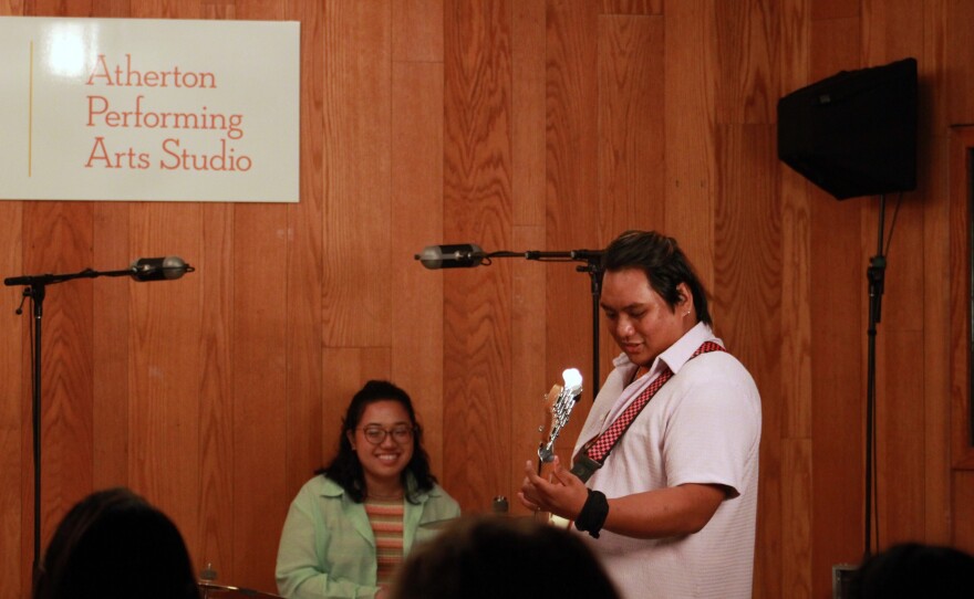 The Electric Pancakes bass guitarist Timothy Manamtam and drummer Raene Imamoto make their debut in the Atherton Performing Arts Studio.