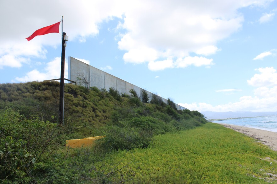 The view of the Puʻuloa Range Training Facility from the western side beach.