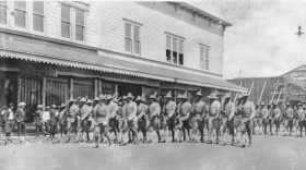 Company B of the 25th Infantry marching in Hilo on July 4, 1917