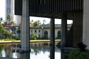 In this photo taken on Feb. 3 2012, the reflective pools around the Hawaiʻi State Capitol are seen. Years later, water leaked into conference rooms below the pools, forcing the Capitol to drain what was left.