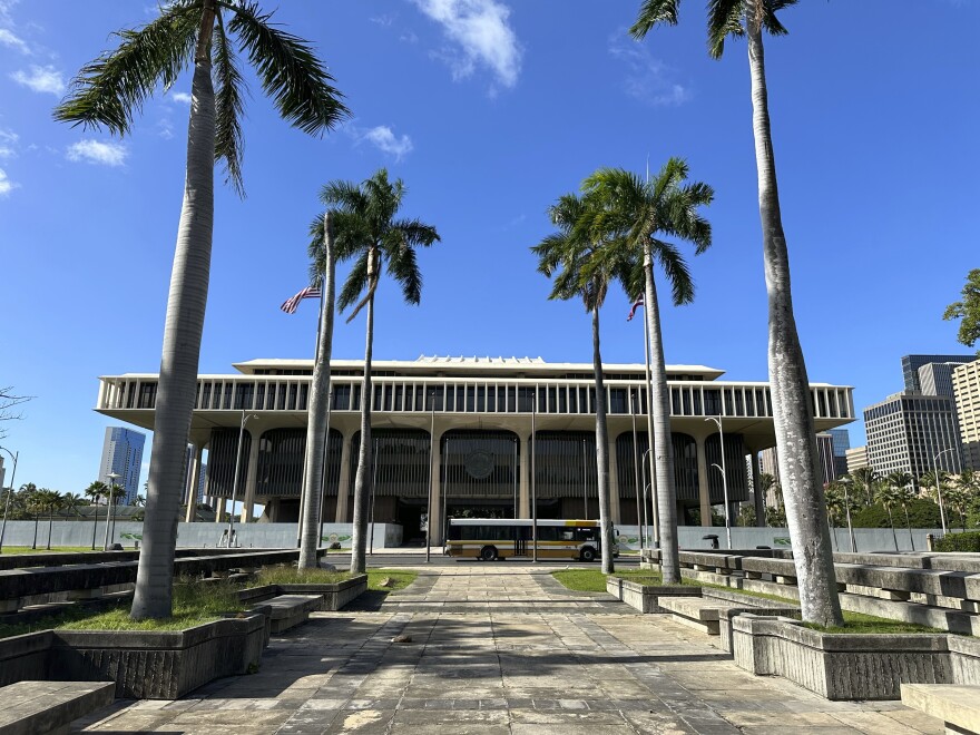 This photo taken on Friday, Jan. 12, 2024, shows the Hawaiʻi State Capitol in Honolulu. (AP Photo/Audrey McAvoy)