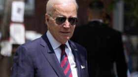 President Joe Biden departs after having lunch with family at Vietnam Cafe in Philadelphia, Monday, May 15, 2023, after attending his granddaughter Maisy Biden's commencement ceremony at the University of Pennsylvania.