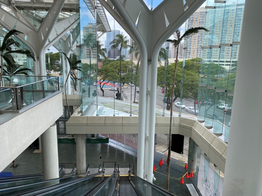 Hawaiʻi Convention Center is on Kalakaua Avenue, bordering Waikiki.