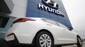 An unsold 2019 Accent sedan sits at a Hyundai dealership in Littleton, Colo. on May 19, 2019. Hyundai is recalling 239,000 cars because the seat belts can explode and injure vehicle occupants.