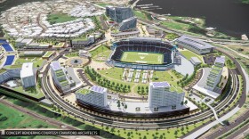 A conceptual rendering of the New Aloha Stadium Entertainment District in Halawa, O'ahu.