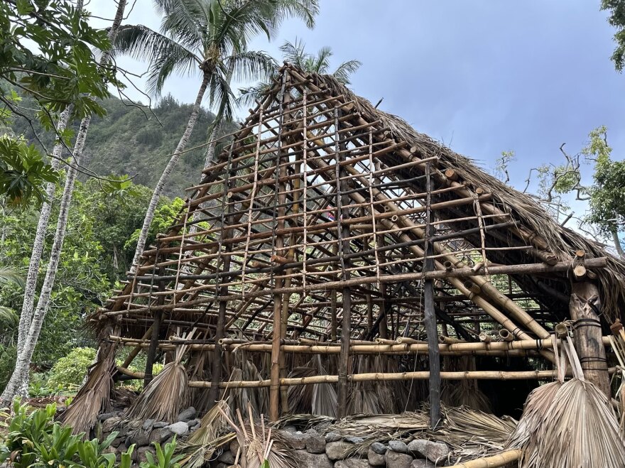 Traditional Hawaiian house or hale construction.