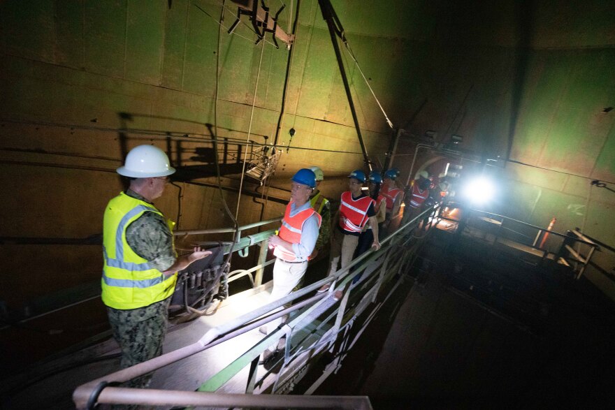 Navy officials receive a tour of the Red Hill Bulk Fuel Storage Facility from Joint Task Force-Red Hill on Jan. 11, 2024.