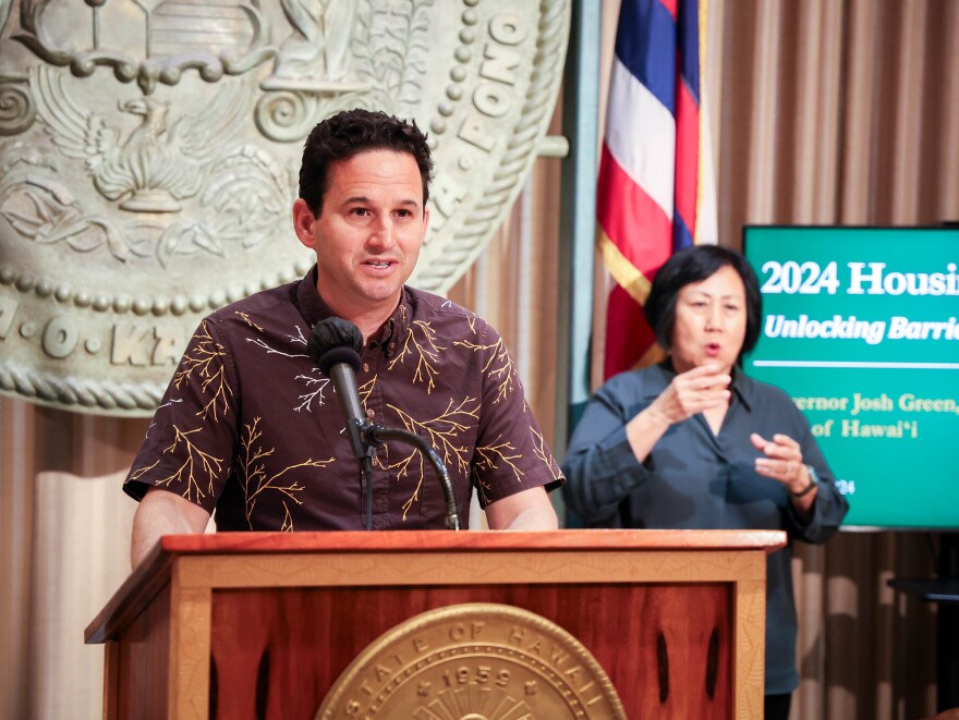 U.S. Sen. Brian Schatz speaks at the bill signing ceremony on May 28, 2024.