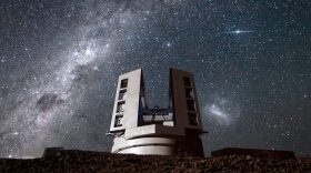 Nighttime exterior telescope rendering of the Giant Magellan Telescope (GMT) under construction in Las Campanas, Chile. The GMT is competing against the Thirty Meter Telescope for the $1.6 billion budget currently being considered by the National Science Board.