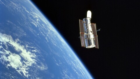  The Hubble Space Telescope in orbit in 1999, just after a servicing mission by astronauts. 